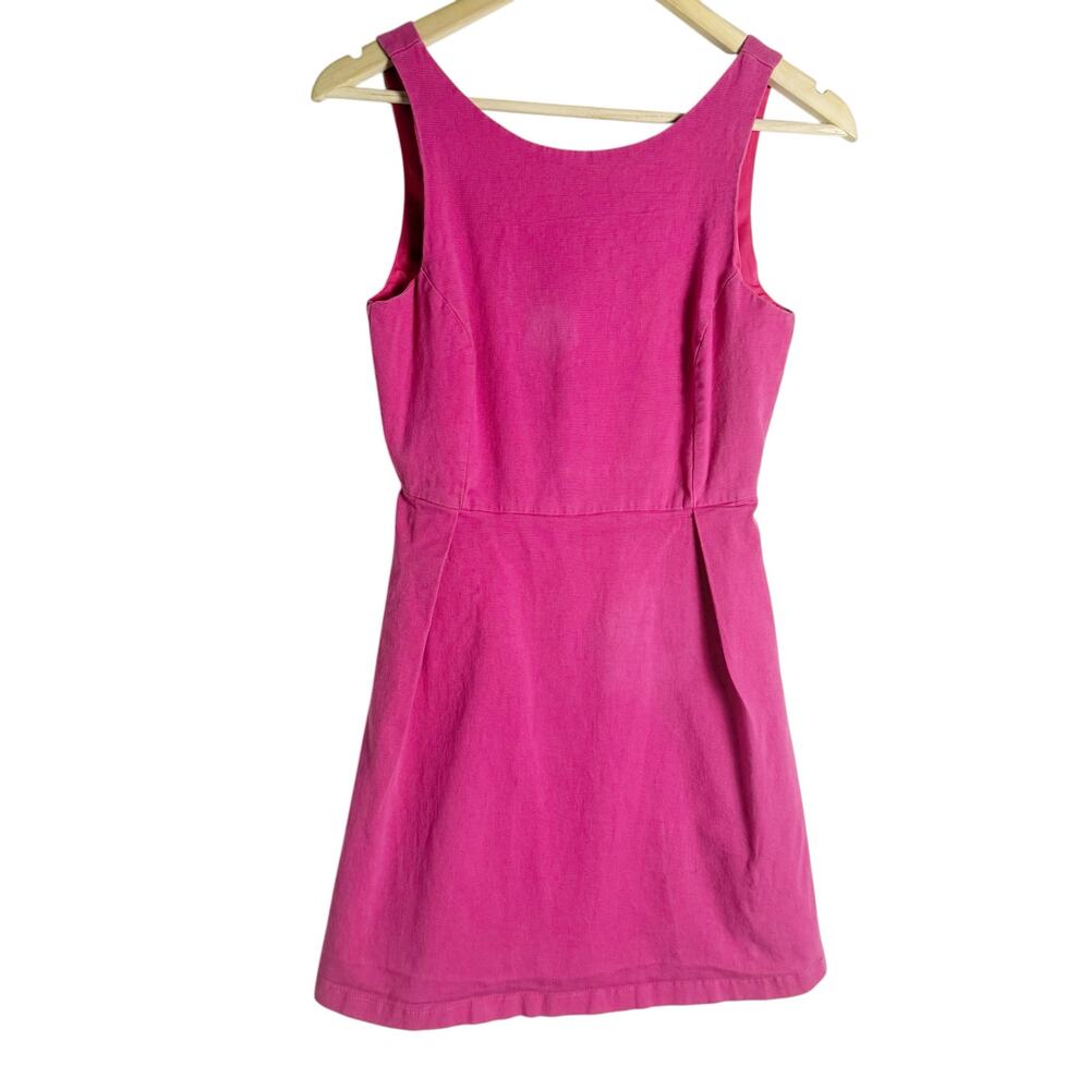 Zara Hot Pink Sleeveless Pleated A-Line Round Neck Mini Dress Size M
